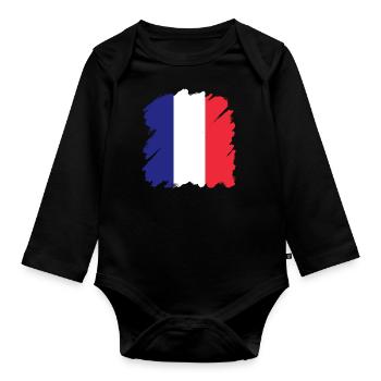Frankreich Flagge Used Look Französische Fahne - Baby Bio-Langarm-Body - Schwarz - Vorne