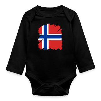 Drapeau de la Norvège Scandinavie Drapeau norvégien - Body Bébé bio manches longues - noir - Devant