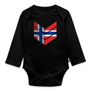 Drapeau de la Norvège Drapeau de la Scandinavie Drapeau de la Norvège - Body Bébé bio manches longues - noir - Devant