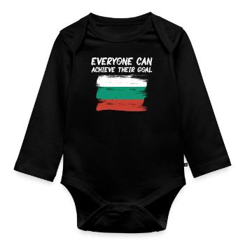 Bulgarie Drapeau bulgare Drapeau d’or Sables d’or - Body Bébé bio manches longues - noir - Devant