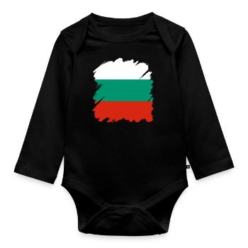Bulgarien Flagge Bulgarische Fahne Goldstrand - Baby Bio-Langarm-Body - Schwarz - Vorne