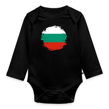 Bulgarien Flagge Bulgarische Fahne Goldstrand - Baby Bio-Langarm-Body - Schwarz - Vorne