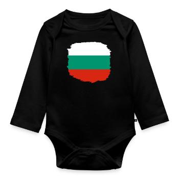 Bulgarien Flagge Bulgarische Fahne Goldstrand - Baby Bio-Langarm-Body - Schwarz - Vorne