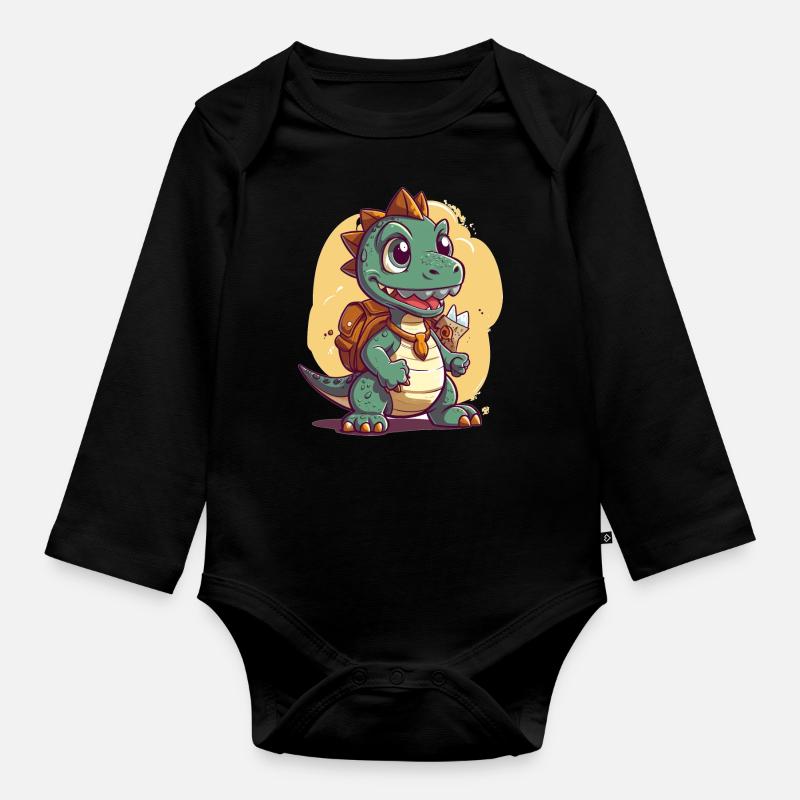 Dino - Body Bébé bio manches longues - noir