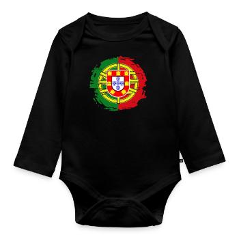 Portugal Drapeau Utilisé Look Drapeau Portugais - Body Bébé bio manches longues - noir - Devant