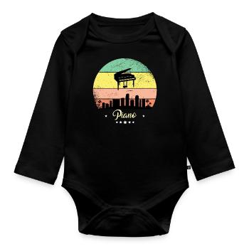 Piano Vintage Music Pianiste - Body Bébé bio manches longues - noir - Devant