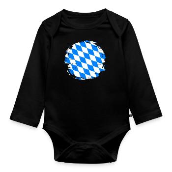 Bavaria Flag Used Look Bavarian Flag Vintage - Organic Longsleeve Baby Bodysuit - black - Front