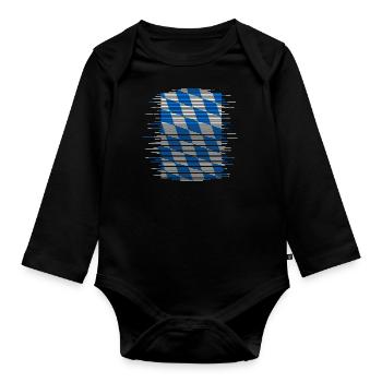 Bavaria Flag Used Look Bavarian Flag Vintage - Organic Longsleeve Baby Bodysuit - black - Front