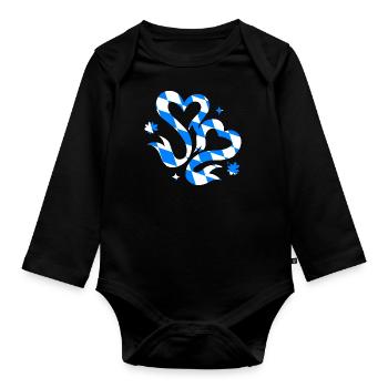 Drapeau de Bavière Coeurs Drapeau de Bavière Coeur Vintage - Body Bébé bio manches longues - noir - Devant
