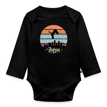 Parkour & Freerunning Vintage Retro Sunset Sport - Organic Longsleeve Baby Bodysuit - black - Front
