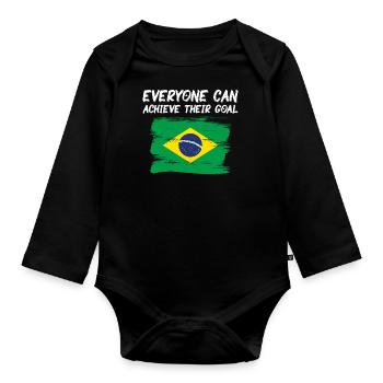 Brazil Flag Brazilian Flag South America - Organic Longsleeve Baby Bodysuit - black - Front