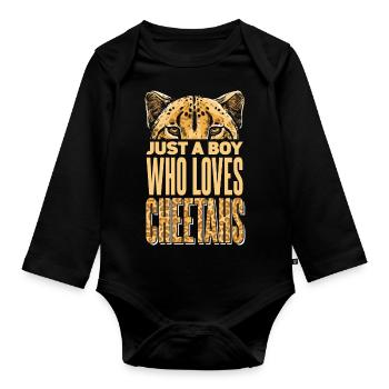 Enfants Léopard Cheetah Boy - Body Bébé bio manches longues - noir - Devant