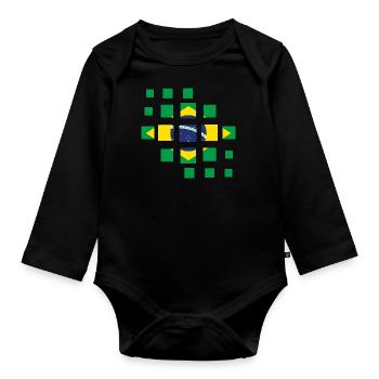 Drapeau du Brésil Drapeau de l’Amérique du Sud - Body Bébé bio manches longues - noir - Devant