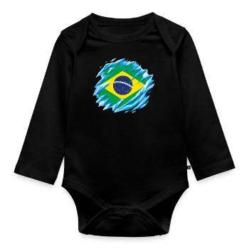 Drapeau du Brésil Drapeau brésilien Amérique du Sud - Body Bébé bio manches longues - noir - Devant