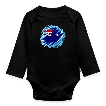 Drapeau de l’Australie sous le drapeau australien - Body Bébé bio manches longues - noir - Devant