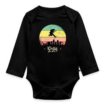 Guitar Vintage Music Retro Sunset - Organic Longsleeve Baby Bodysuit - black - Front