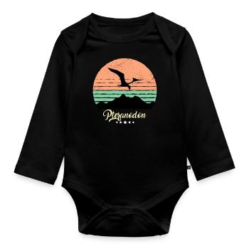 Ptérosaure Ptéranodon Vintage Dinosaure Rétro - Body Bébé bio manches longues - noir - Devant