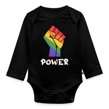 LGBT Power Pride Faustdesign für Equalitiy - Baby Bio-Langarm-Body - Schwarz - Vorne