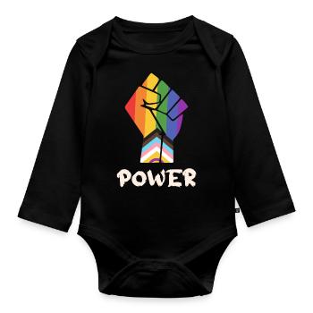 Pride Progress Power Pride Faust für Equality - Baby Bio-Langarm-Body - Schwarz - Vorne