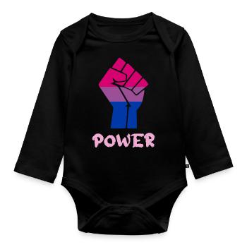 Power Bisexual Pride Fist Design pour l’égalité - Body Bébé bio manches longues - noir - Devant