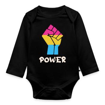 Power Pansexual Pride Fist Design pour l’égalité - Body Bébé bio manches longues - noir - Devant