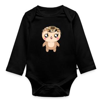 Faultier mit Springspinne - Baby Bio-Langarm-Body - Schwarz - Vorne