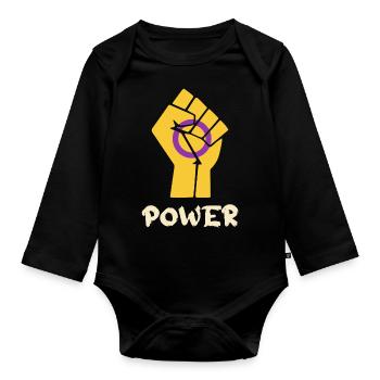 Power Intersex Pride Fist Design pour l’égalité - Body Bébé bio manches longues - noir - Devant
