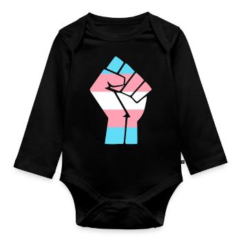 Trans Pride Fist Design pour l’égalité - Body Bébé bio manches longues - noir - Devant