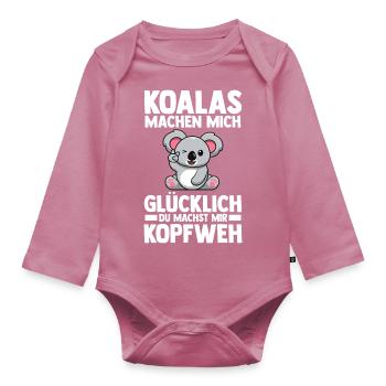 Koalabär Koala - Baby Bio-Langarm-Body - Mauve - Vorne