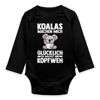 Koalabär Koala - Baby Bio-Langarm-Body - Schwarz - Vorne
