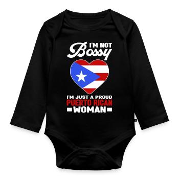 Puerto Rico | Puerto Ricaner Flagge Geschenkideen - Baby Bio-Langarm-Body - Schwarz - Vorne