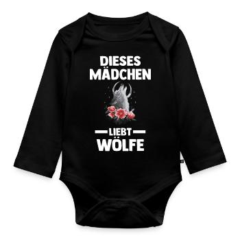 Tier Waldtier Wolf - Baby Bio-Langarm-Body - Schwarz - Vorne