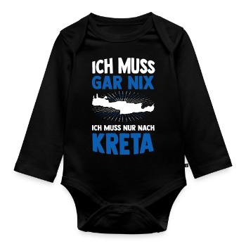 Kreta Griechenland Urlaub Sommerurlaub Sonne Urlau - Baby Bio-Langarm-Body - Schwarz - Vorne