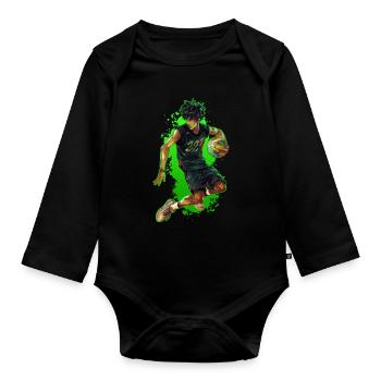 Basketball Player - Anime Shirt - Organic Longsleeve Baby Bodysuit - black - Front