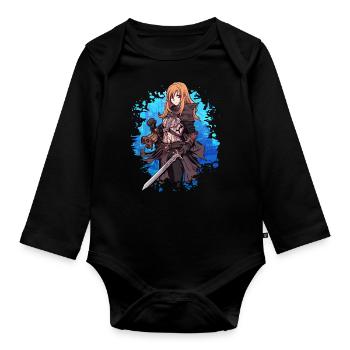 Fantasy RPG Game Anime Character - Anime Shirt - Organic Longsleeve Baby Bodysuit - black - Front