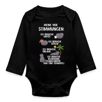 Meine Vier Stimmungen - Baby Bio-Langarm-Body - Schwarz - Vorne