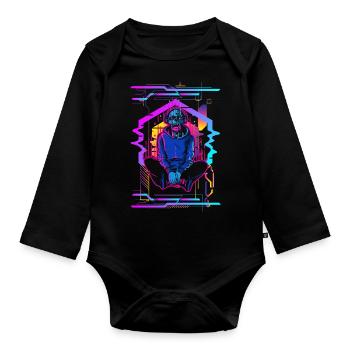 Cyborg Roboter Japan Futuristisch - Baby Bio-Langarm-Body - Schwarz - Vorne