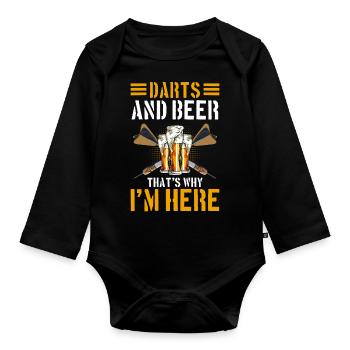 Dart Dart Dart Club Darter - Organic Longsleeve Baby Bodysuit - black - Front