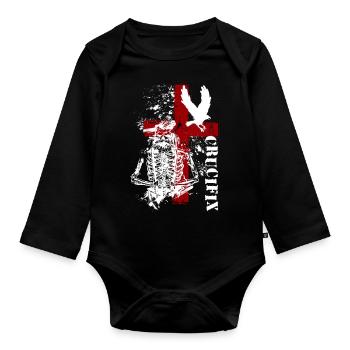 Style Skull Cool Polkatrash - Baby Bio-Langarm-Body - Schwarz - Vorne