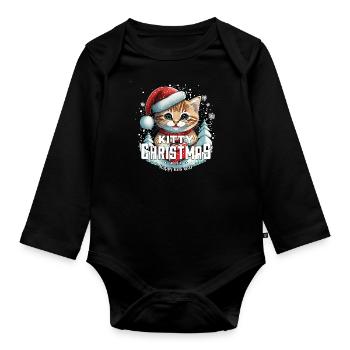 Chat de Noël - Kitty Noël - Body Bébé bio manches longues - noir - Devant