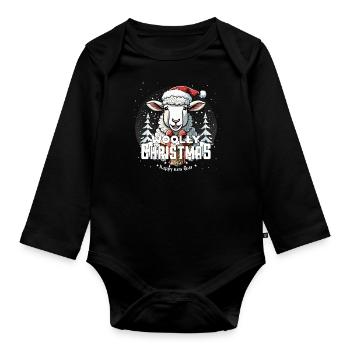 Mouton de Noël - Noël laineux - Body Bébé bio manches longues - noir - Devant