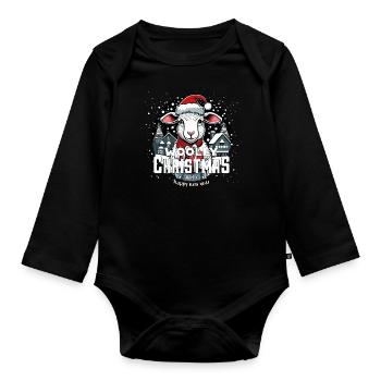 Mouton de Noël - Noël laineux - Body Bébé bio manches longues - noir - Devant