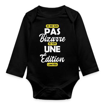 Je ne suis pas bizarre je suis une édition limitée - Body Bébé bio manches longues - noir - Devant