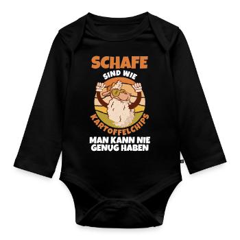 Schaf Schäfer Schäferei Bauer Landwirt Bauernhof S - Baby Bio-Langarm-Body - Schwarz - Vorne