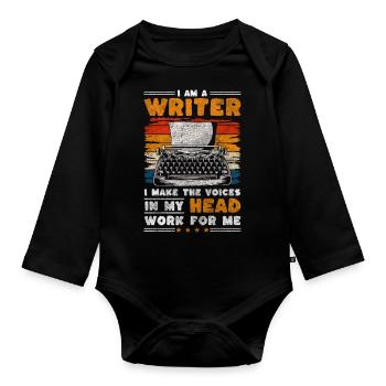 Writer Books Fantasy Book Author - Organic Longsleeve Baby Bodysuit - black - Front