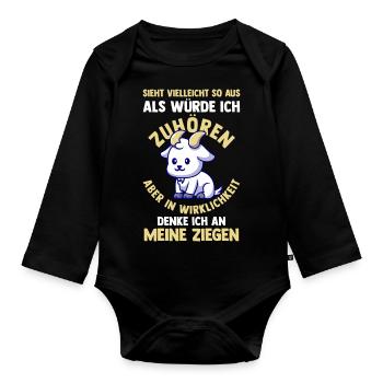 Ziege Ziegenbauer Bauernhof Landwirt Bauer Ziegen - Baby Bio-Langarm-Body - Schwarz - Vorne