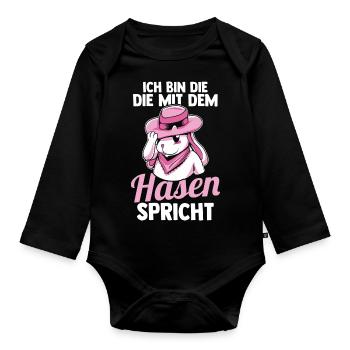 Kaninchen Hase - Baby Bio-Langarm-Body - Schwarz - Vorne