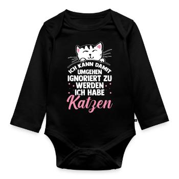 Katze Miezekatze Katzenliebhaber Katzenbesitzer Ka - Baby Bio-Langarm-Body - Schwarz - Vorne