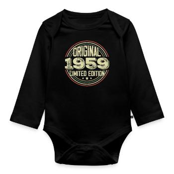 1959 Birthday parties, a legendary vintage - Organic Longsleeve Baby Bodysuit - black - Front
