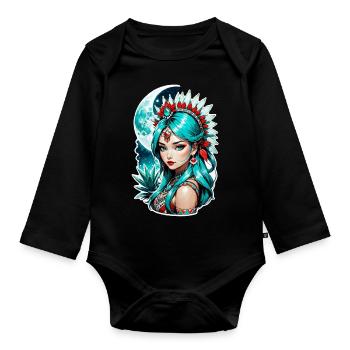 Indische Prinzessin - Aztek - Baby Bio-Langarm-Body - Schwarz - Vorne